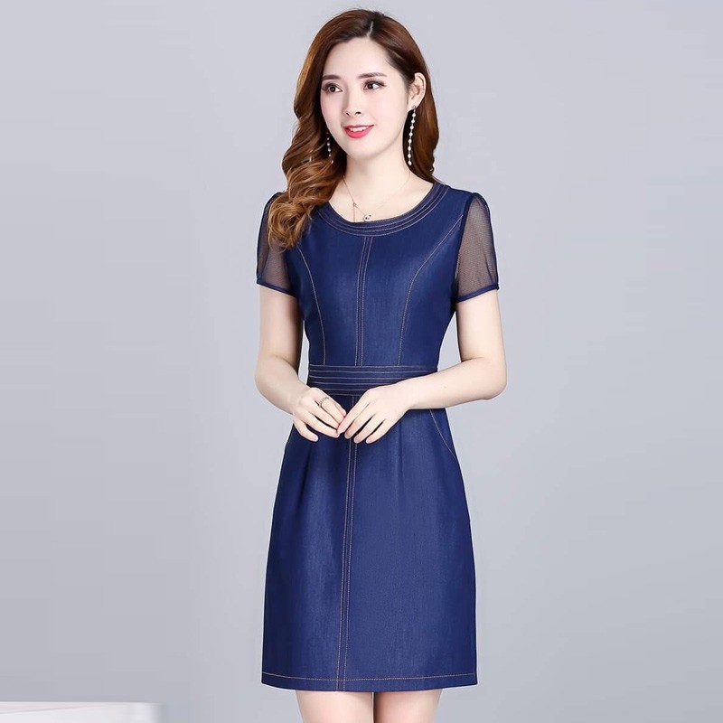 ĐẦM JEAN BODY TAY PHỐI VOAN LƯỚI 